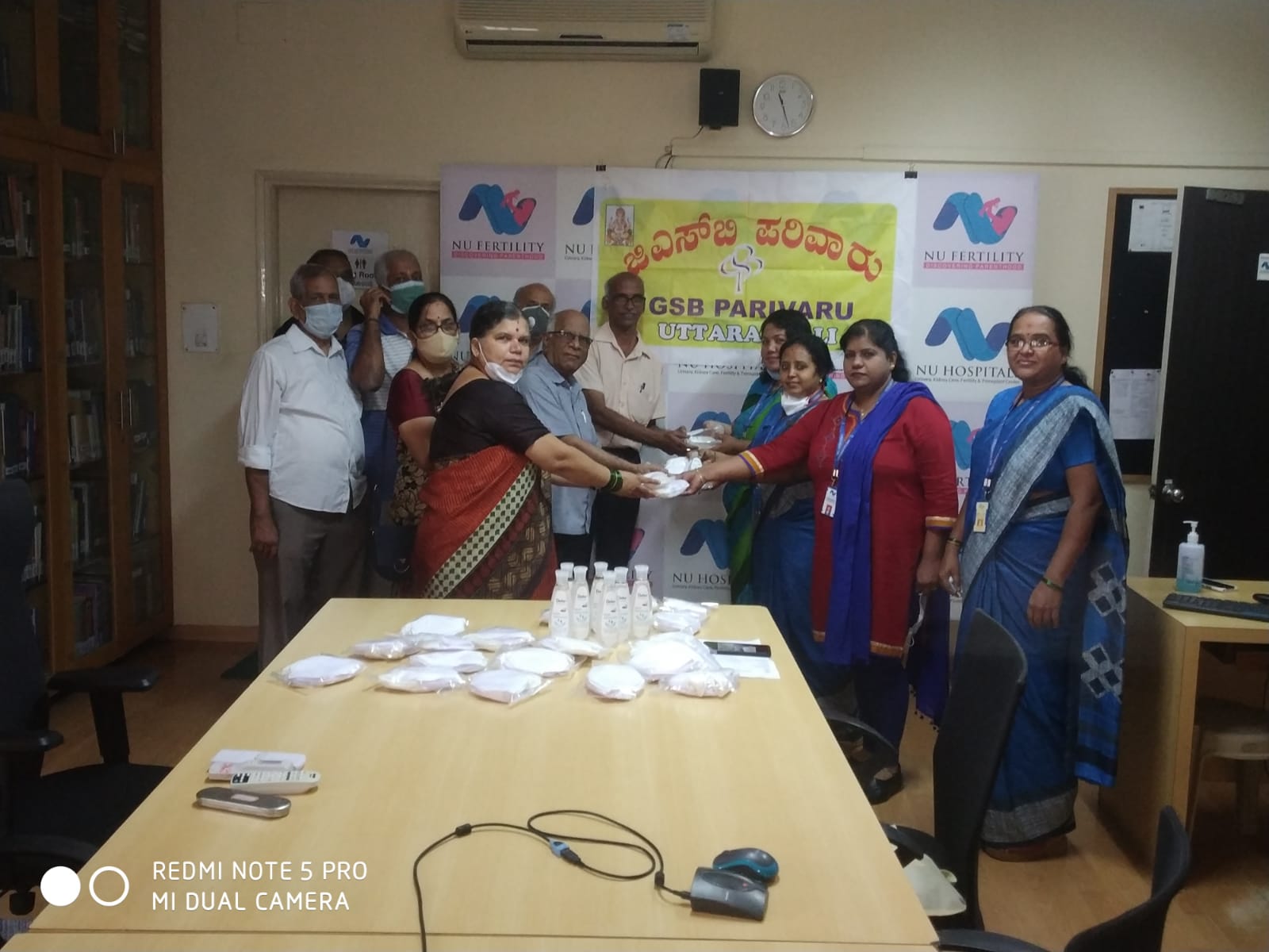 Distribution of N95 Mask and sanitizer at NU Hospital Padmanabhanagar