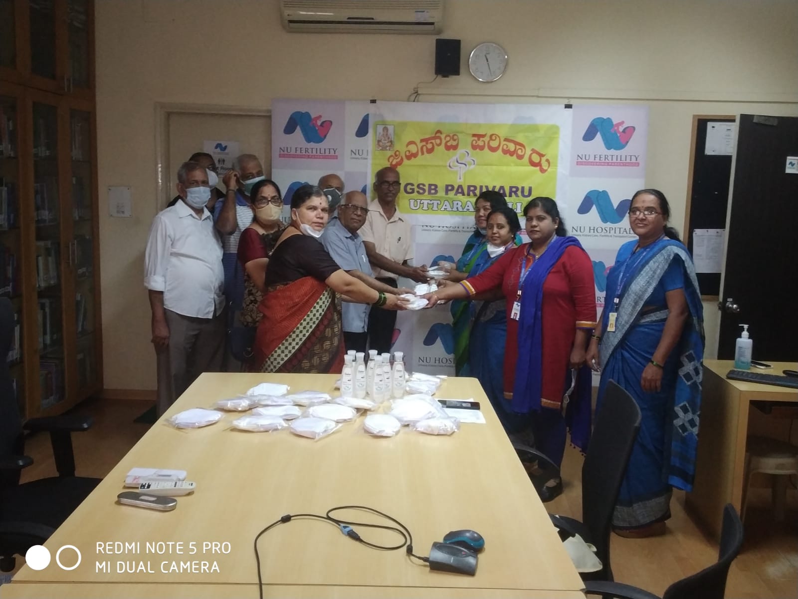 Distribution of N95 Mask and sanitizer at NU Hospital Padmanabhanagar