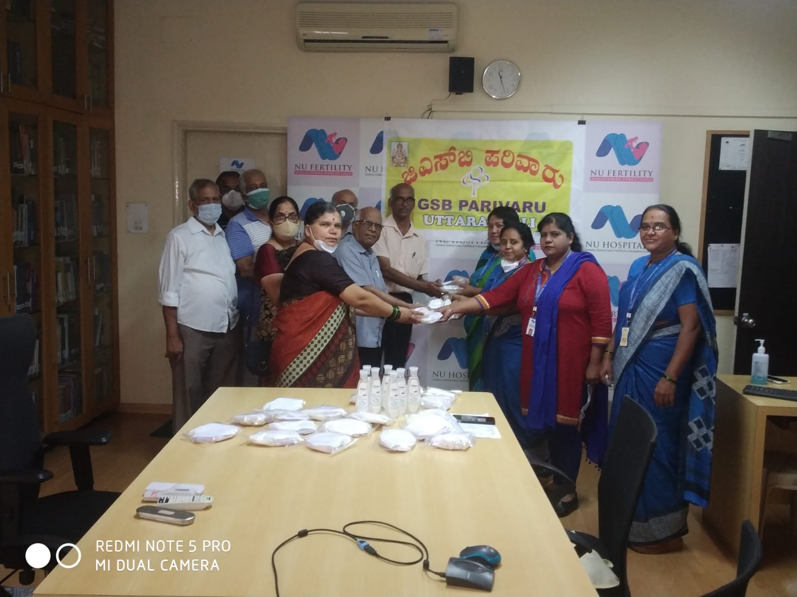 Distribution of N95 Mask and sanitizer at NU Hospital Padmanabhanagar